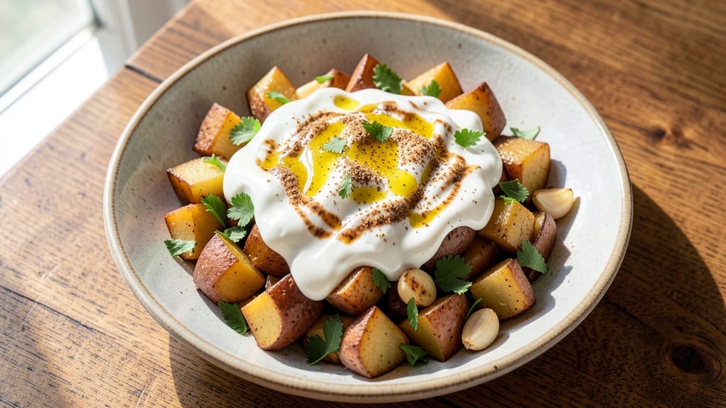 Arabic Potato Salad Recipe: Warm Spiced Yogurt and Crunchy Parsley Freshness