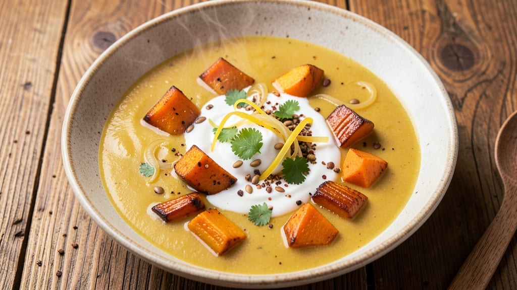 Acorn Squash and Sweet Potato Soup Recipe: Velvety Spiced Blend With Charred Depth