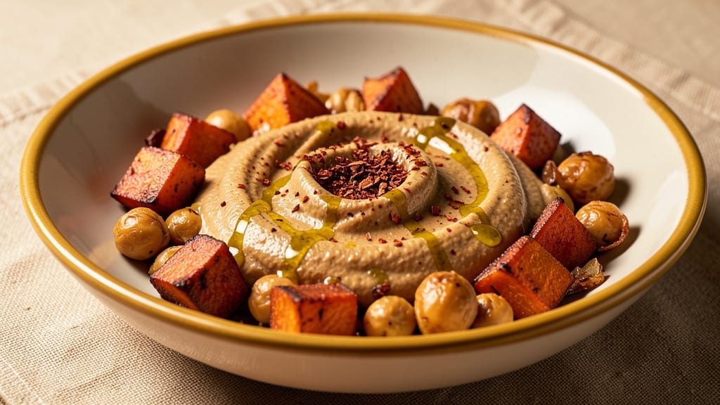 Sweet Potato Chickpea Hummus Recipe: Roasted Sweetness Meets Earthy Crunch