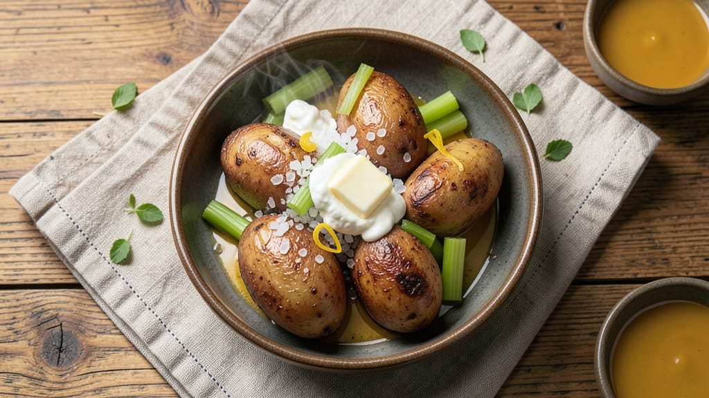 Baked Potato Brine Recipe: Crispy Celery Crown Over Ultra-Smooth Spiced Filling