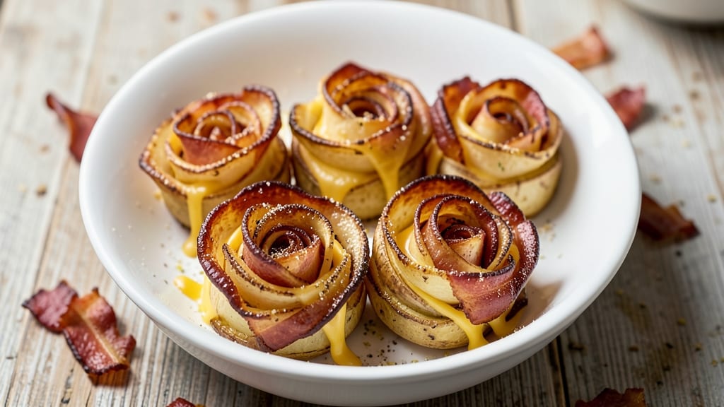 Bacon-Wrapped Potato Roses Recipe: Crispy Edges and Gooey Cheese Bites