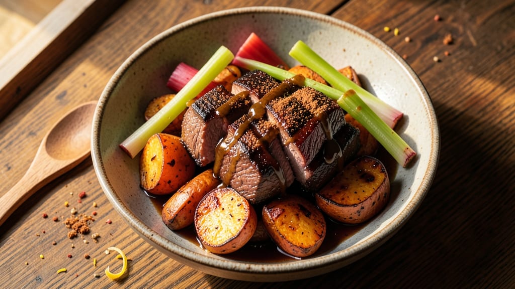 Viral Sweet Potato Beef Bowl Recipe: Smoky-Spiced Roast with Charred Celery Crunch