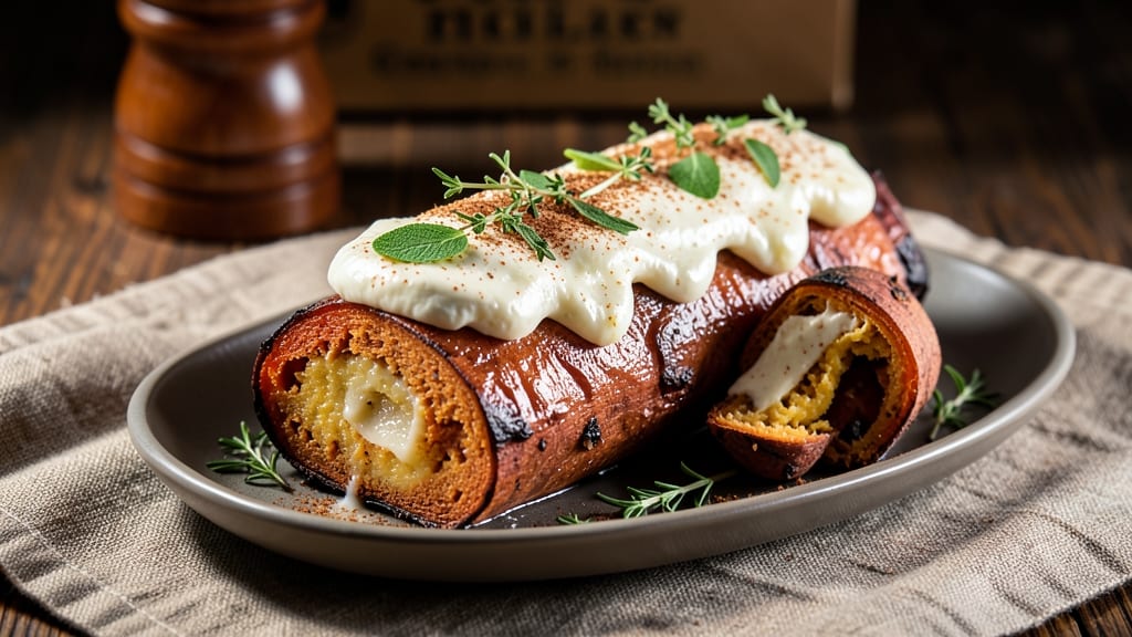 Sweet Potato Log Roll Recipe: Herb-Infused Crust Meets Spiced Sweetness