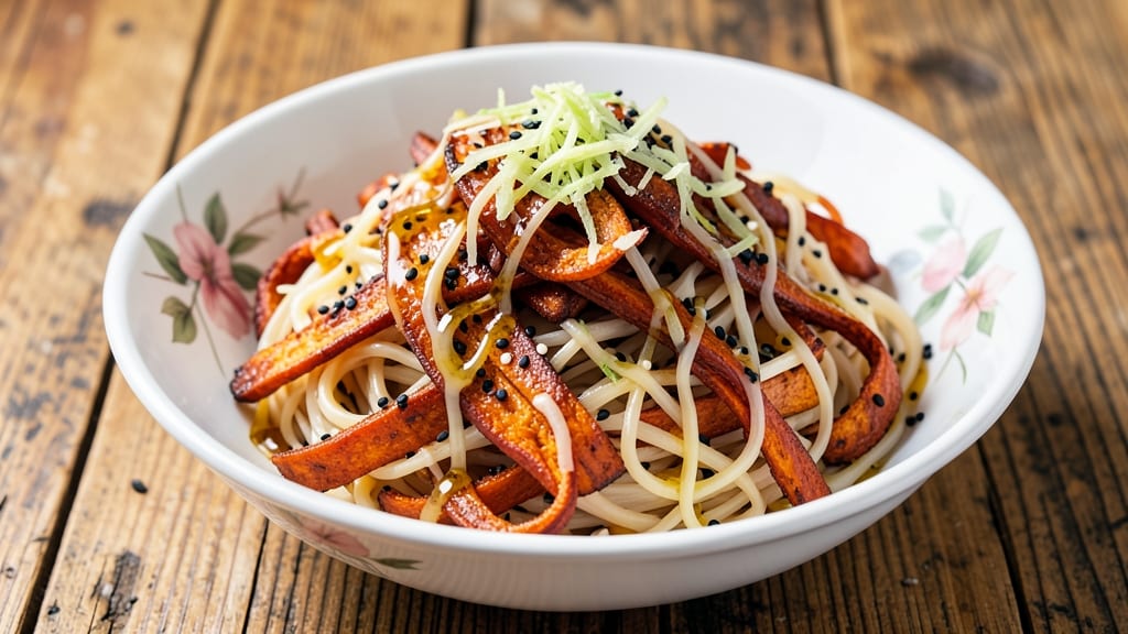 Sweet Potato Vermicelli Noodles Recipe: Charred Ginger and Toasted Sesame Twist