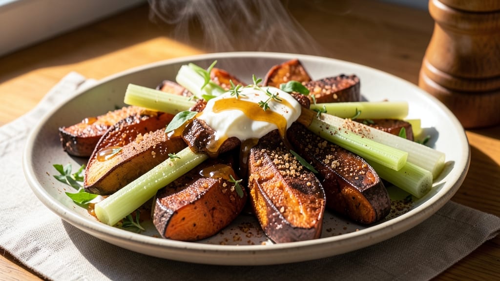 Southern Sweet Potato Crunch Recipe: Honey-Glazed Celery Crust With Spiced Roasted Core