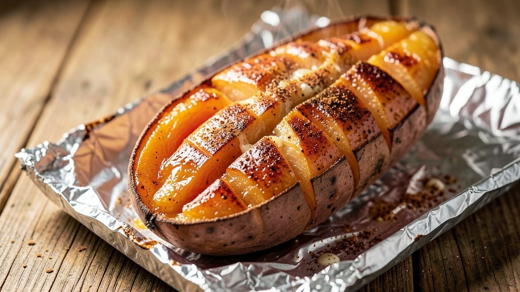 Baked Sweet Potato in Foil Recipe: Crispy Celery Crown Without Mayo Magic