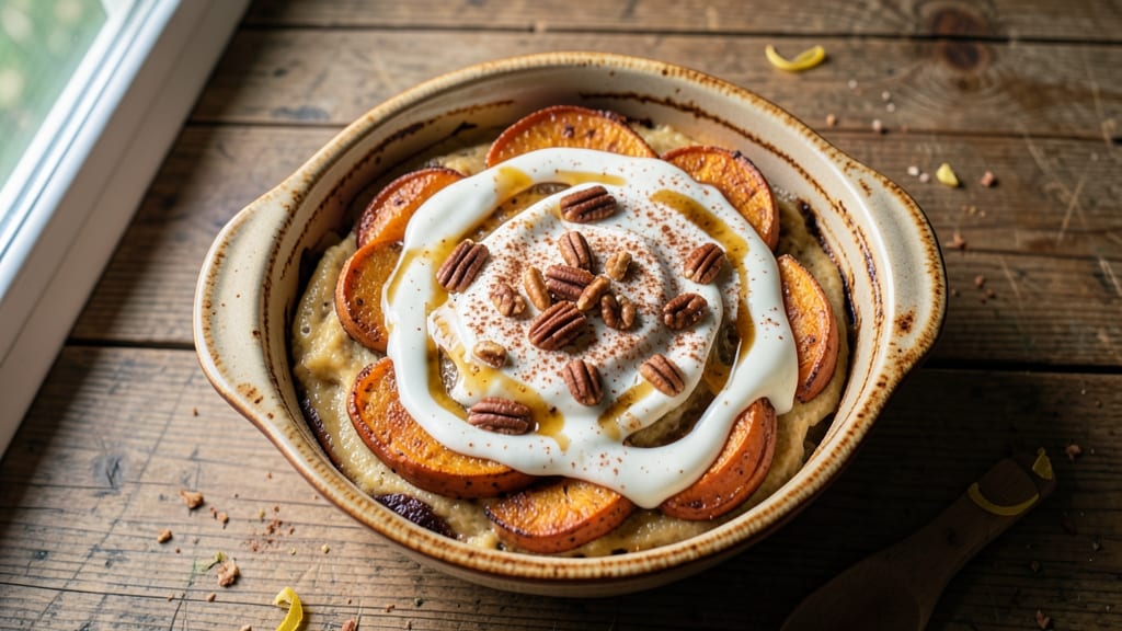 Sweet Potato Casserole Recipe Without Sugar: Nutty-Spiced Crunch Over Velvety Filling