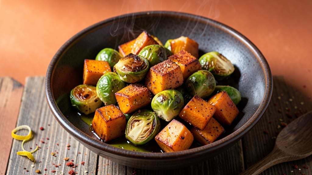 Sprouts and Sweet Potato Recipe: Crispy Roasted Bites with Earthy Sweetness