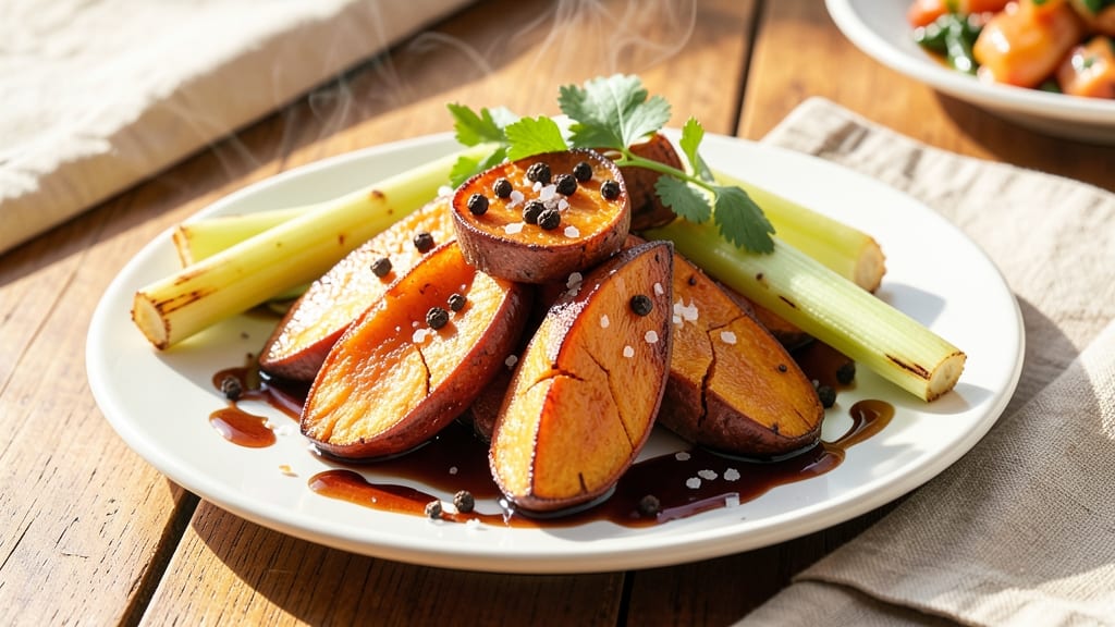 Vietnamese Sweet Potato Recipe: Crispy Celery-Topped Comfort in One Pan