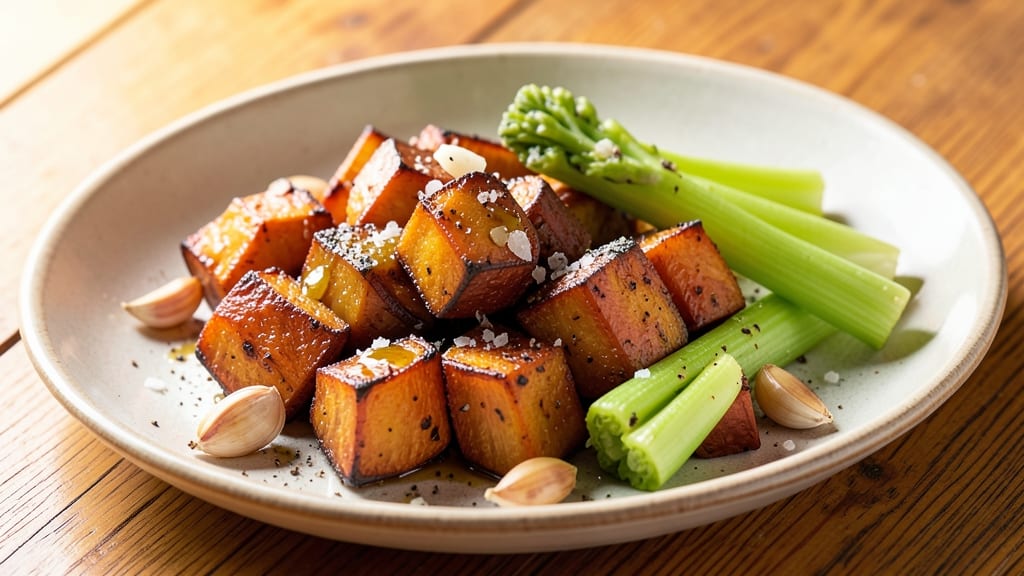 Sweet Potato Dinner Recipe Ideas: One-Pan Roasted Medley with Crispy Celery Crown