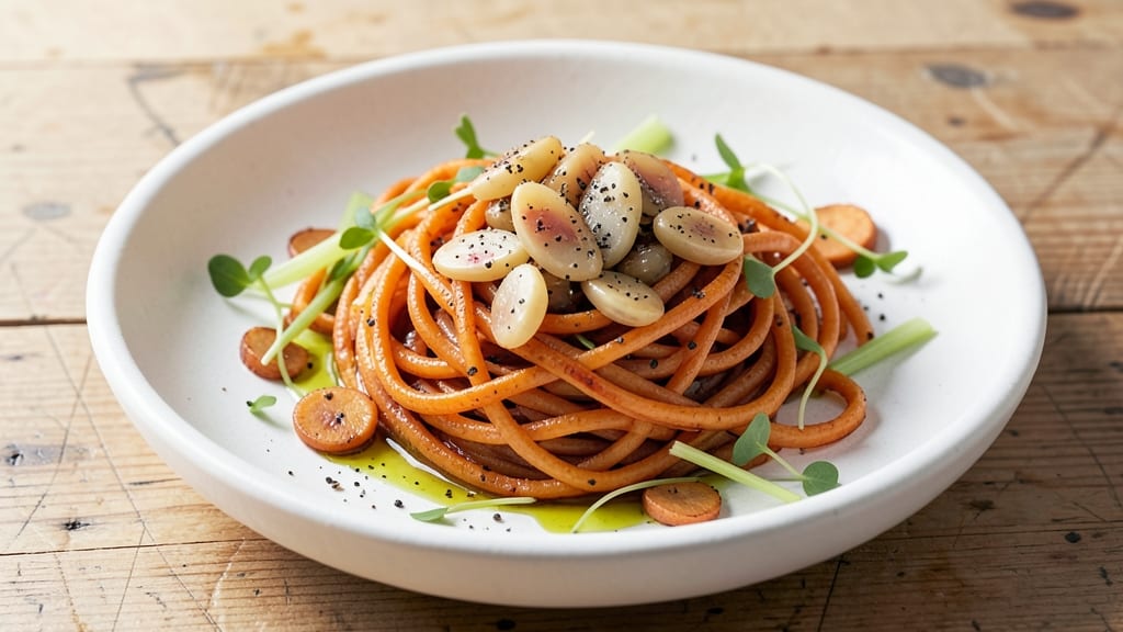 Sweet Potato Zoodles Recipe: Roasted Sweetness Meets Crispy Celery Twists