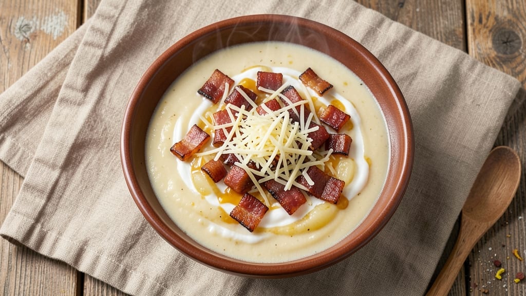 Bennigan's Loaded Potato Soup Recipe: Crispy Celery Crown Over Creamy Bacon Cheese Bliss