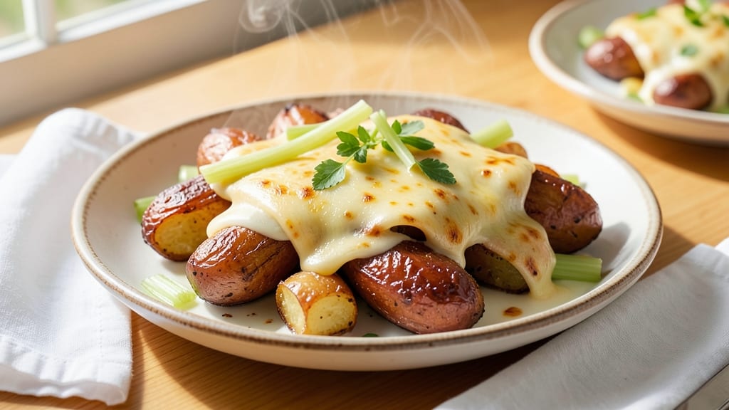 American Cheese Potato Recipe: Crispy Celery Crown Over Melty Cheese Bliss