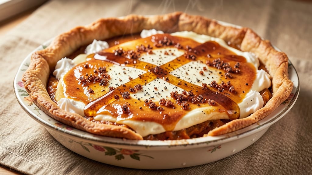 Almost Christmas Sweet Potato Pie Recipe: Spiced Custard Magic with Crispy Celery Crown