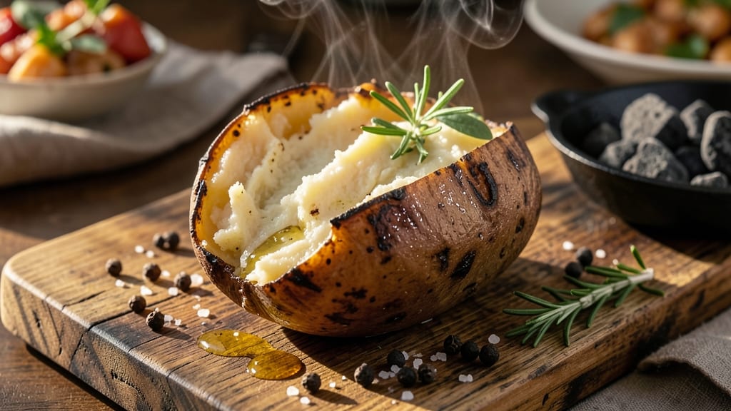 Baked Potato on Charcoal Grill Recipe: Smoky Crispy Skins With Fluffy Hearts