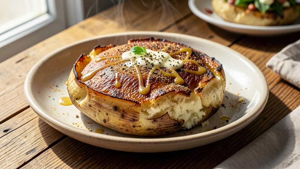 Twice Cooked Baked Potato Recipe: Smoky Crispy Edges and Fluffy Centers