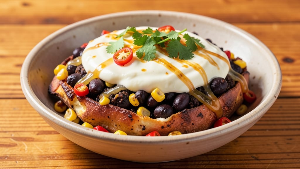 Tex Mex Stuffed Sweet Potato Recipe: Smoky Chipotle Cheese Stuffed With Black Beans