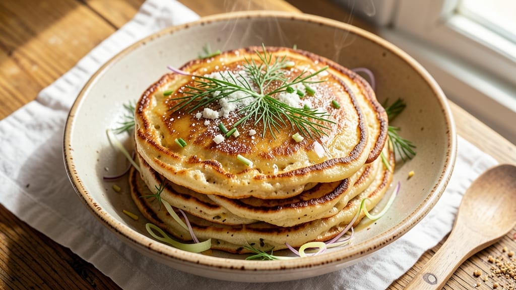 5-Star Potato Pancakes Recipe: Crispy Celery Crown Over Herbed Creamy Centers