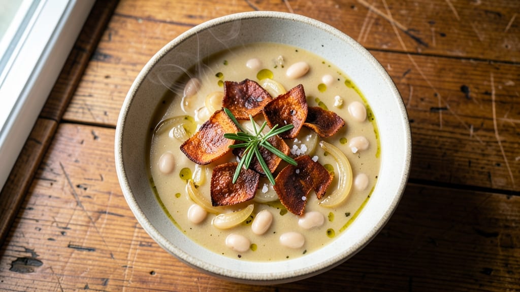 Sweet Potato and White Bean Soup Recipe: Spiced Roasted Roots Meet Creamy Herb Swirl