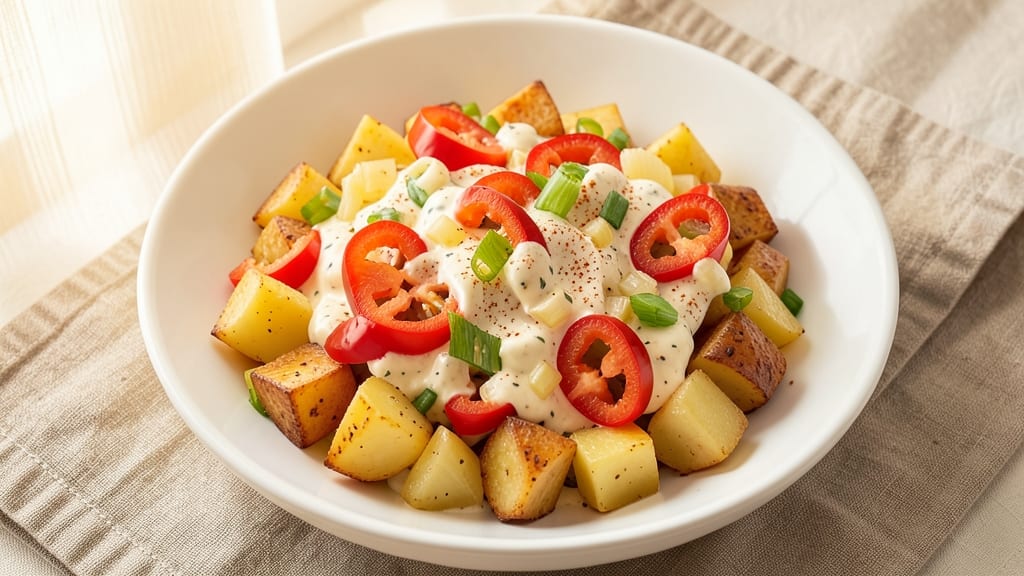 Sweet Peppers and Potato Salad Copycat Recipe: Crunchy Celery Crown Over Creamy Herb Dressing Bliss