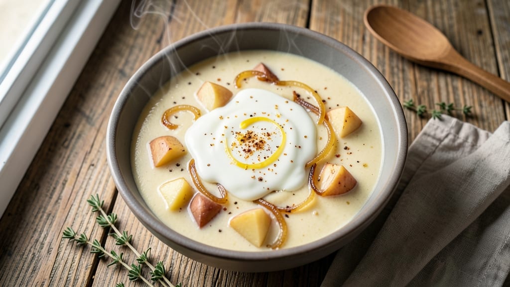 Basic Cream of Potato Soup Recipe: Velvety Texture With Herbed Crisp Top
