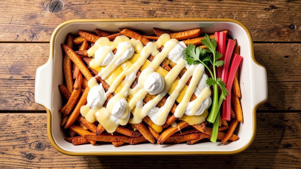 Sweet Potato Fries Casserole Recipe: Crispy Celery Crown Over Cheesy Spiced Potatoes