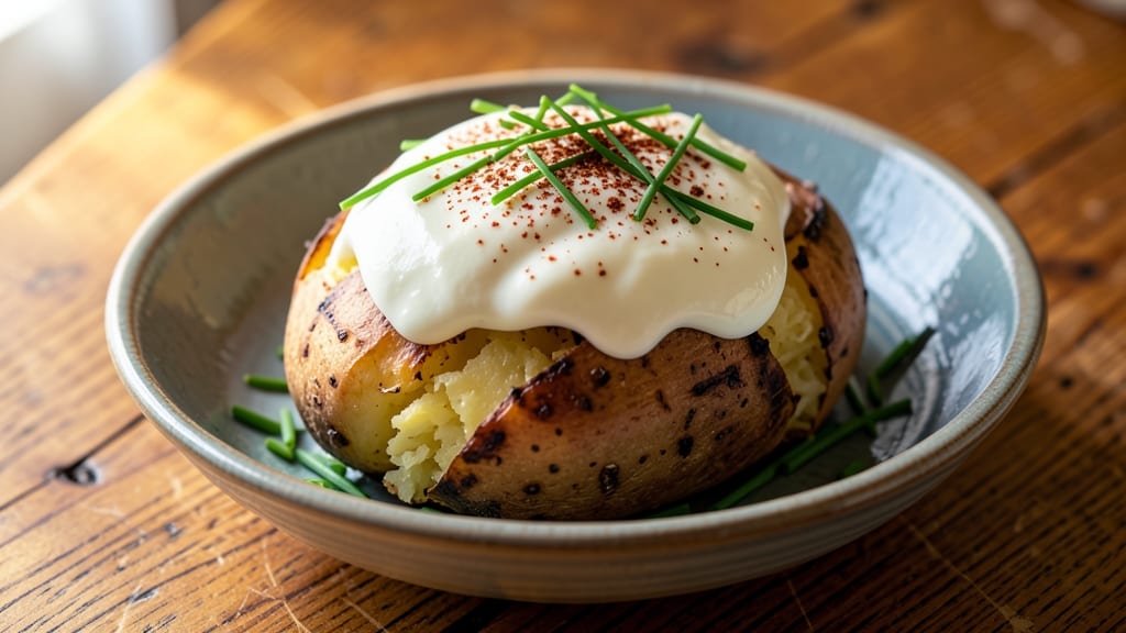 Baked Potato with Sour Cream and Chives Recipe: Herbed Crunch Topping That Elevates Every Bite
