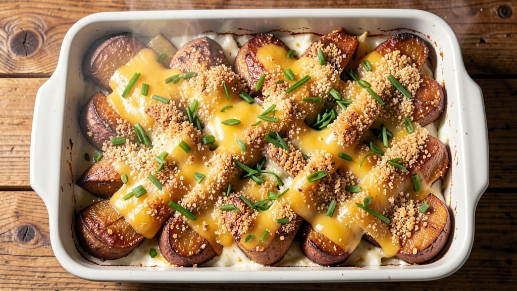 Baked Potato Casserole Recipe With Real Potatoes: Crispy Celery Crown Over Creamy Herb Swirl