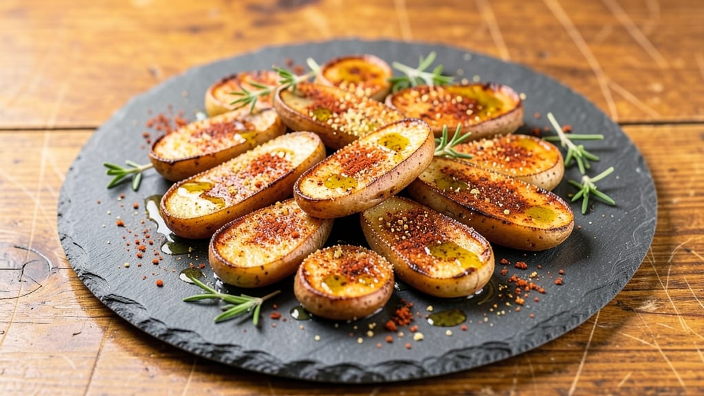 Vegan Fingerling Potato Recipe: Crispy Celery Crown Over Earthy Spice Bliss
