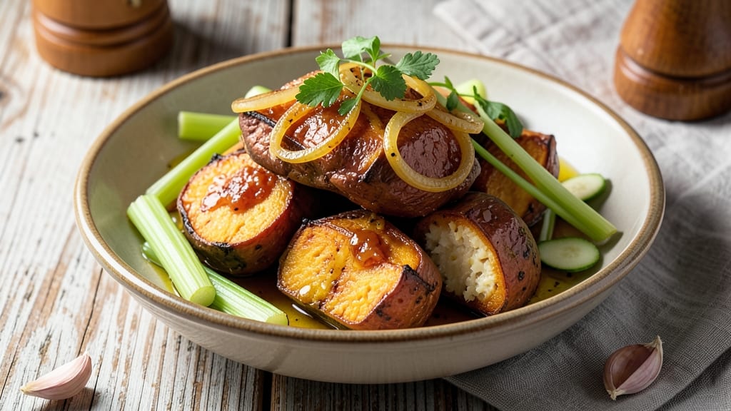 Sweet Potato Sabji Recipe: One-Pan Spiced Roast with Charred Celery Crown