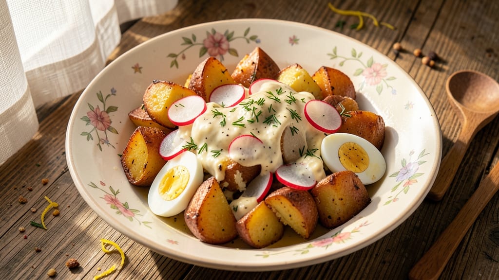 Potato Salad Recipe With Egg and Radishes: Crispy Radish Bites and Herbed Egg Whisk Magic